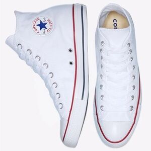 Converse White Canvas High-Tops size 8